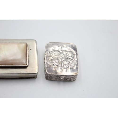 2317 - Three silver pill boxes, two continental and one sterling - approx. gross weight 77 grams