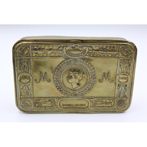 2332 - A WWI brass Princess Mary Christmas tin - approx. 13cm x 8.5cm