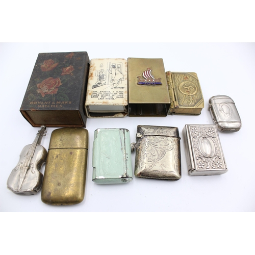 2362 - Ten late 19th/early 20th century vesta cases and matchbox holders