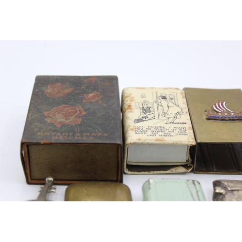 2362 - Ten late 19th/early 20th century vesta cases and matchbox holders