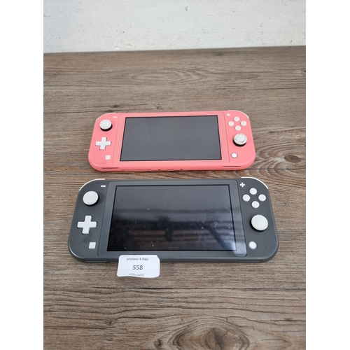 558 - Two Nintendo Switch Lite consoles