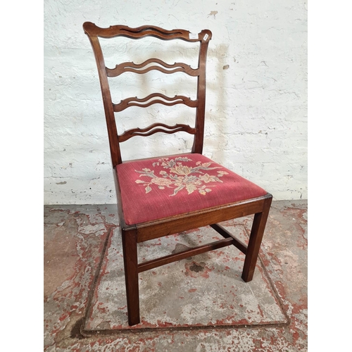 138A - A Georgian mahogany ribbon back dining chair with tapestry upholstered seat