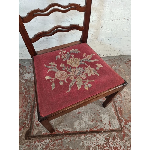 138A - A Georgian mahogany ribbon back dining chair with tapestry upholstered seat