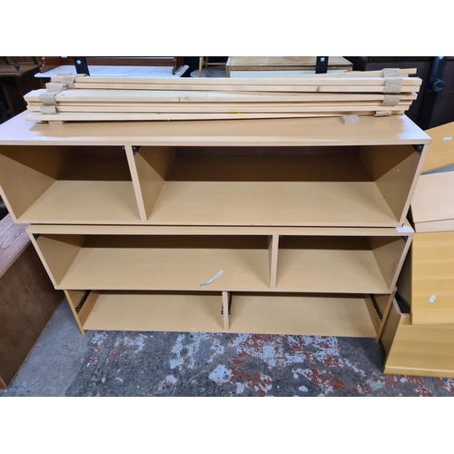 185 - A modern beech effect double storage bedframe