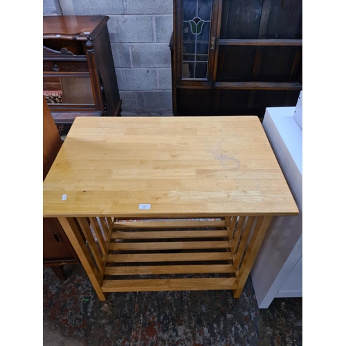 193 - A modern beech rectangular kitchen work table - approx. 87cm high x 90cm wide x 60cm deep