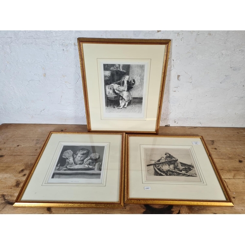 233 - Three framed prints, A Helping Hand, The Connoisseur and The Attack