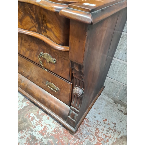 210 - Two pieces of Victorian furniture, one mahogany serpentine sideboard and one mahogany framed over ma... 