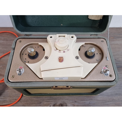 672 - A converted Philips reel-to-reel Bluetooth radio and lamp