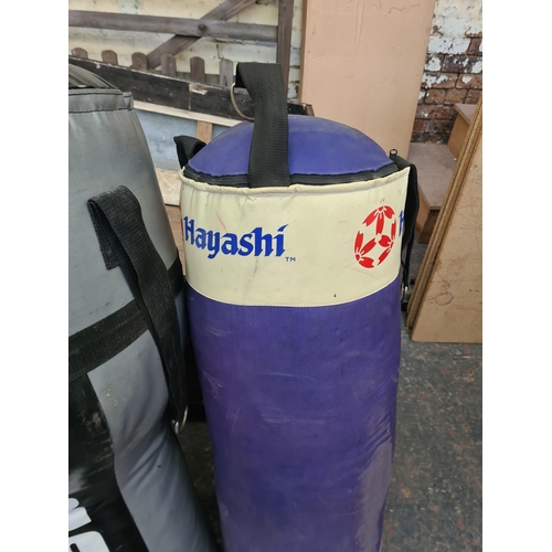 816 - Two punching bags, one Protec and one Hayashi