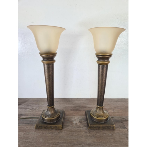 476 - A pair of Marks & Spencer Verdigris table lamps - approx. 44cm high