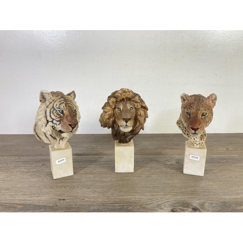 326 - Five resin wild cat figurines to include The Leonardo Collection etc.