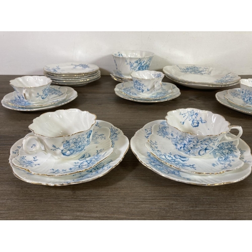 336 - A German blue and white china thirty piece teaset