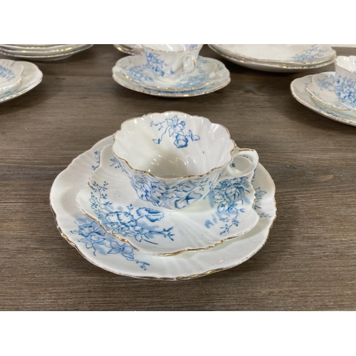 336 - A German blue and white china thirty piece teaset