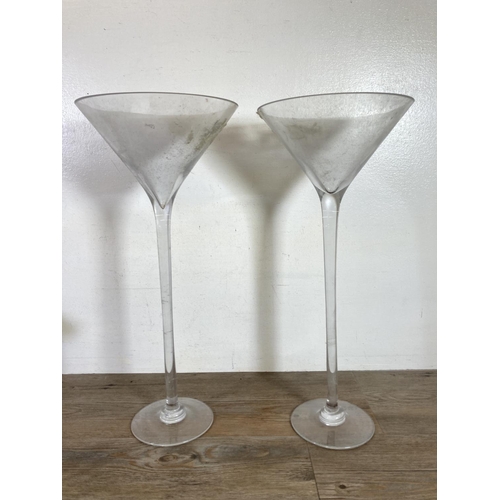 349 - A collection of mid 20th century glassware to include two oversize martini glasses - approx. 50cm hi... 