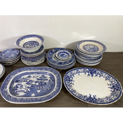 353 - A large collection of blue and white china to include Wood & Sons Yuan teapot, two Booths Real Old W... 