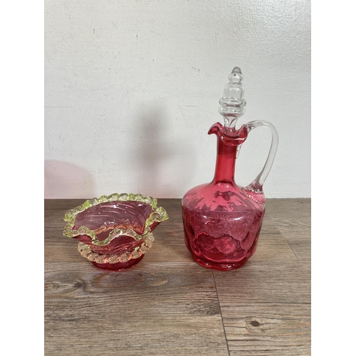 354D - A collection of Victorian and later Cranberry glassware