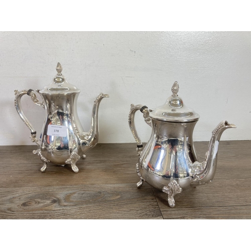 378 - A collection of silver plated ware to include James Dixon & Sons EPBM pepper shaker, 19th century ha... 