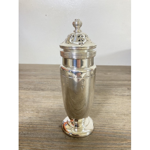 378 - A collection of silver plated ware to include James Dixon & Sons EPBM pepper shaker, 19th century ha... 