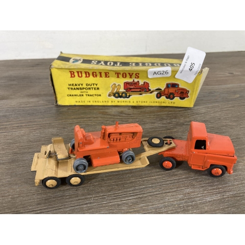 405 - Two boxed diecast model vehicles, one Corgi no. 2 gift set and one Budgie Toys heavy duty transporte... 