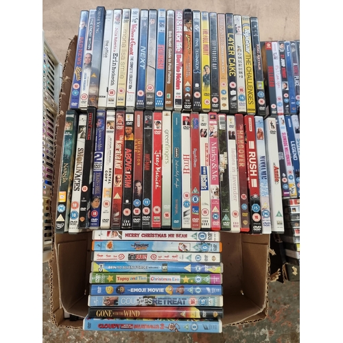 727 - Two boxes containing a collection of DVDs - see images for titles