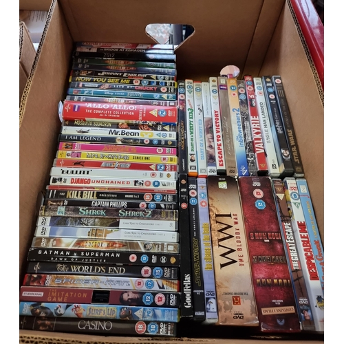 733 - Two boxes containing a collection of DVDs - see images for titles