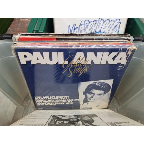 735 - Three boxes containing a collection of LP Vinyl records to include Merseybeats, Dave Berry (signed),... 