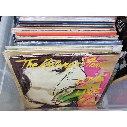 735 - Three boxes containing a collection of LP Vinyl records to include Merseybeats, Dave Berry (signed),... 