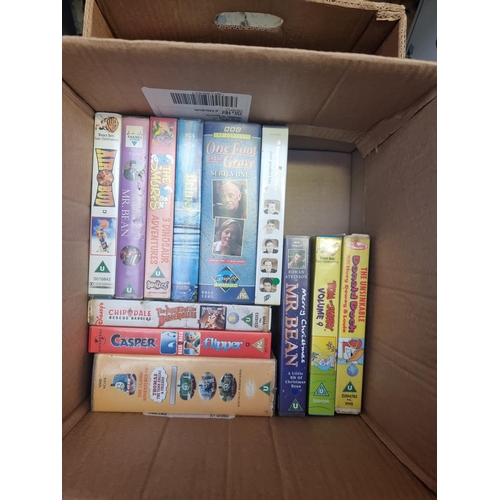 739 - Six boxes containing a large collection of VHS videos - see images for titles