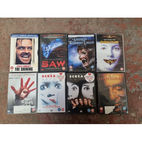 740 - A box containing a collection of Horror DVDs to include, The Shining, Night of the Living Dead, An A... 