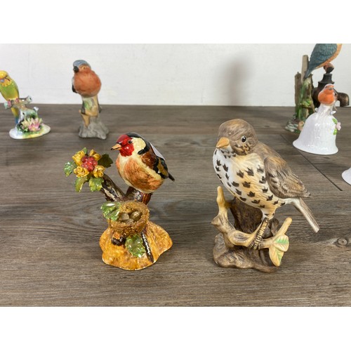 328 - Thirteen ceramic and resin bird figurines to include Royal Adderley, The Leonardo Collection Kingfis... 