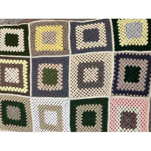 450 - A mid/late 20th century crochet blanket - approx. 250cm long x 163cm wide