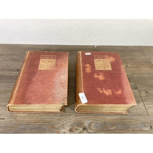 457 - Two Victorian The Encyclopaedia of Sport hardback books, volumes I and II