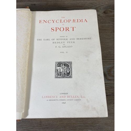 457 - Two Victorian The Encyclopaedia of Sport hardback books, volumes I and II