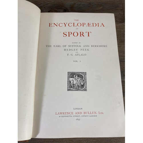 457 - Two Victorian The Encyclopaedia of Sport hardback books, volumes I and II