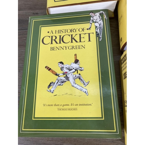 Eight cricketing related books, seven Wisdon Cricketers Almanac and one ...