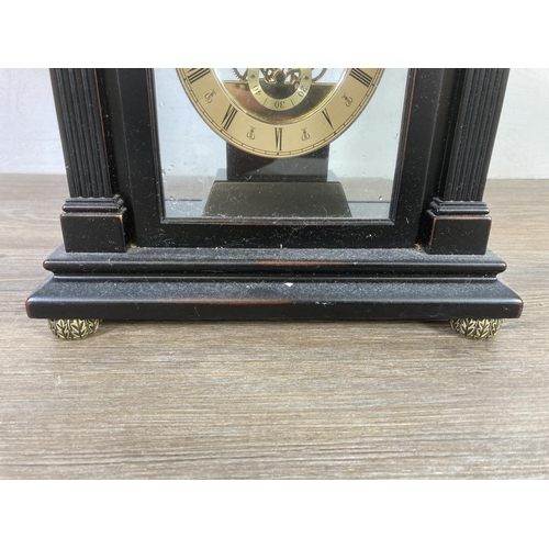 489 - Two quartz clocks, one London Clock Company carriage clock and one mantel clock