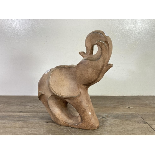 520 - A Cubist style Austin Sculptures elephant figurine - approx. 34cm high x 28cm deep