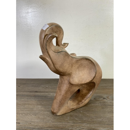 520 - A Cubist style Austin Sculptures elephant figurine - approx. 34cm high x 28cm deep