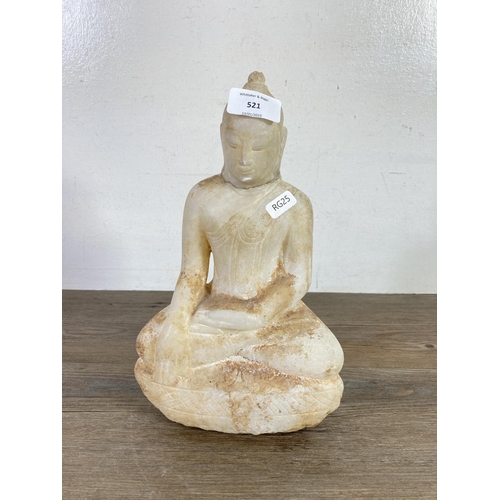 521 - A late 19th century Burmese carved alabaster buddha statue - approx. 30cm high x 18cm wide