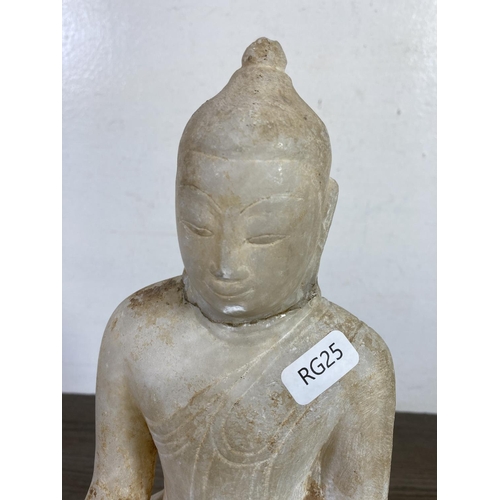 521 - A late 19th century Burmese carved alabaster buddha statue - approx. 30cm high x 18cm wide