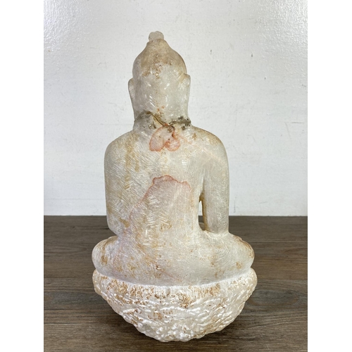 521 - A late 19th century Burmese carved alabaster buddha statue - approx. 30cm high x 18cm wide