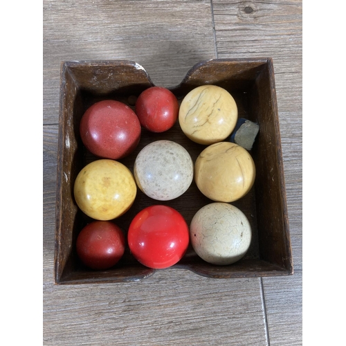 540 - An early 20th century E. J. Riley Ltd Accrington mahogany snooker scoreboard with balls