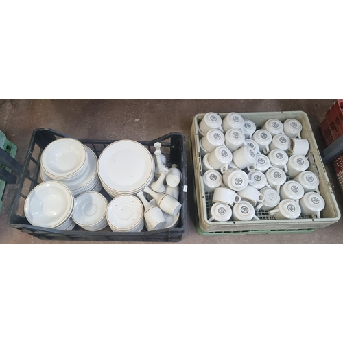 871 - Seven boxes containing a large quantity of Dudson and Steelite catering crockery