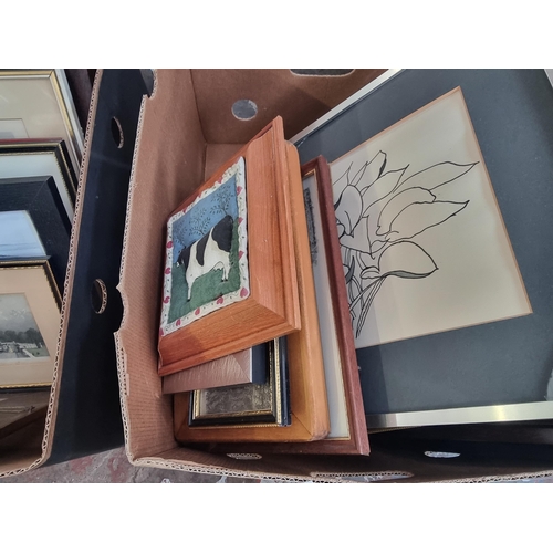 880 - A collection of pictures and mirrors to include framed Morag Leech watercolour, print titled Venice ... 