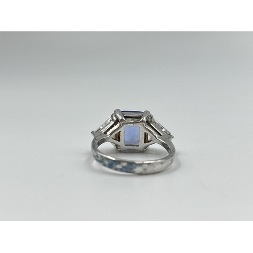 2140 - A .925 silver tanzanite and CZ dress ring, size M - approx. gross weight 4 grams