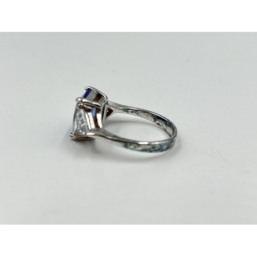 2140 - A .925 silver tanzanite and CZ dress ring, size M - approx. gross weight 4 grams