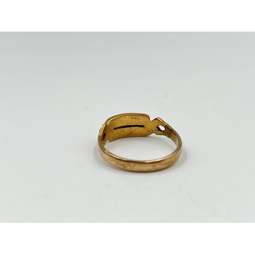 2145 - A late 19th/early 20th century yellow metal turquoise and seed pearl ring, size O½ - approx. gross w... 