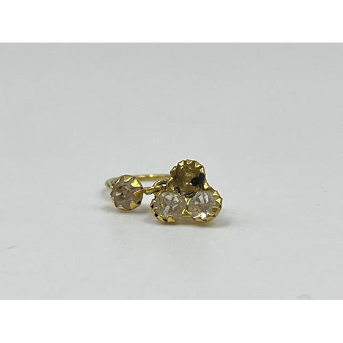 2151 - Two pairs of earrings, one yellow metal and one 9ct gold with CZ stones - approx. gross weight 0.65 ... 