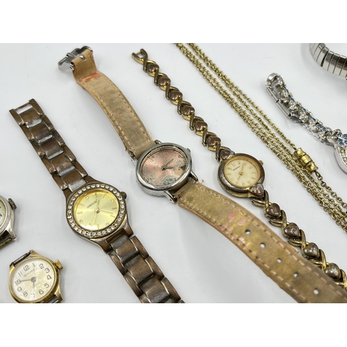 2210 - A collection of vintage and contemporary quartz and mechanical lady's watches to include Ingersoll, ... 