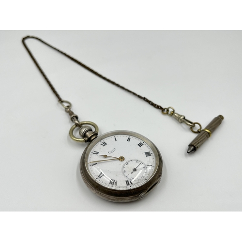 2211 - An early 20th century Limit hallmarked Birmingham silver cased pocket watch, dated 1918 with inscrip... 